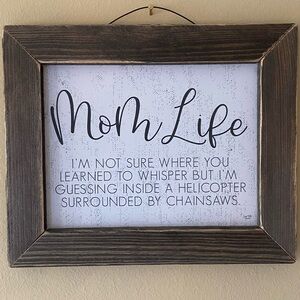 Wooden Framed 'Mom Life' Wall Art